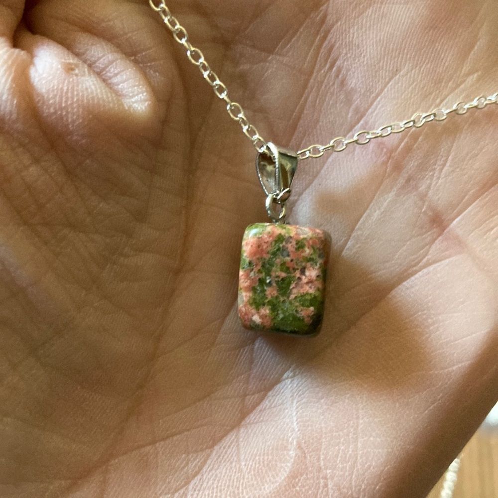 Genuine Unakite Stone Pendant and Necklace J4 - Picture 3 of 8